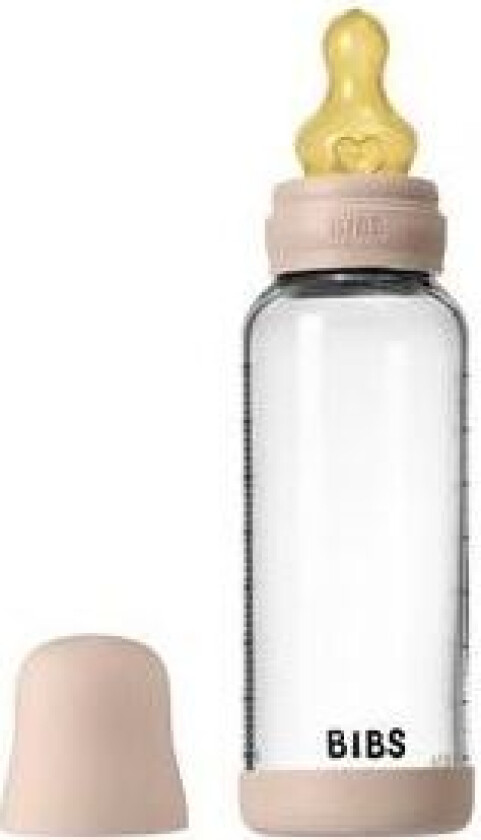 Glass Baby Bottle Round Latex 240 ml. Medium Flow Blush - 1 stk.