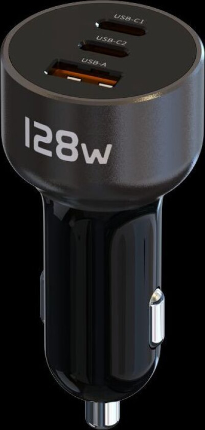 128W Billader 2x USB-C/1xUSB-A - Svart/Grå