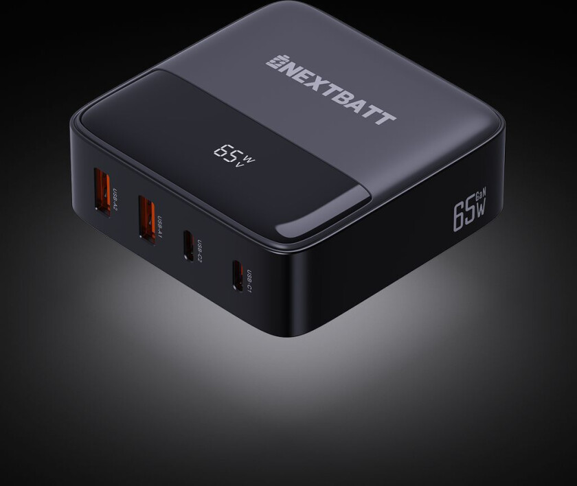 65W Skrivebordslader 2xUSB-C/2xUSB-A - Svart