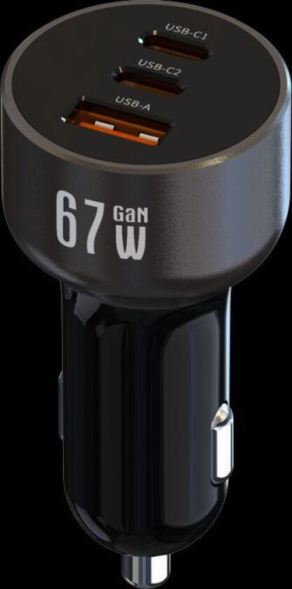67W Billader 2x USB-C/1x USB-A - Svart/Grå