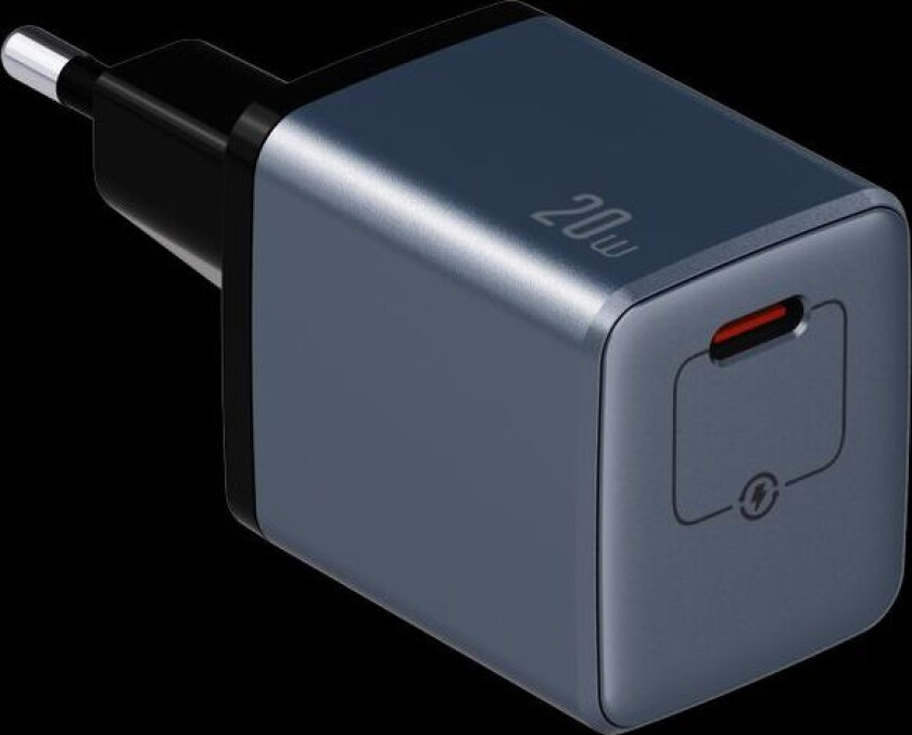 20W GaN Vegglader USB-C - Svart/Grå