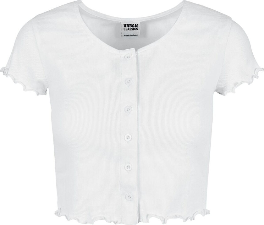T-skjorte - Cropped Button-Up Rib T-Skjorte for Kvinner - XS til XL - Damer - hvit