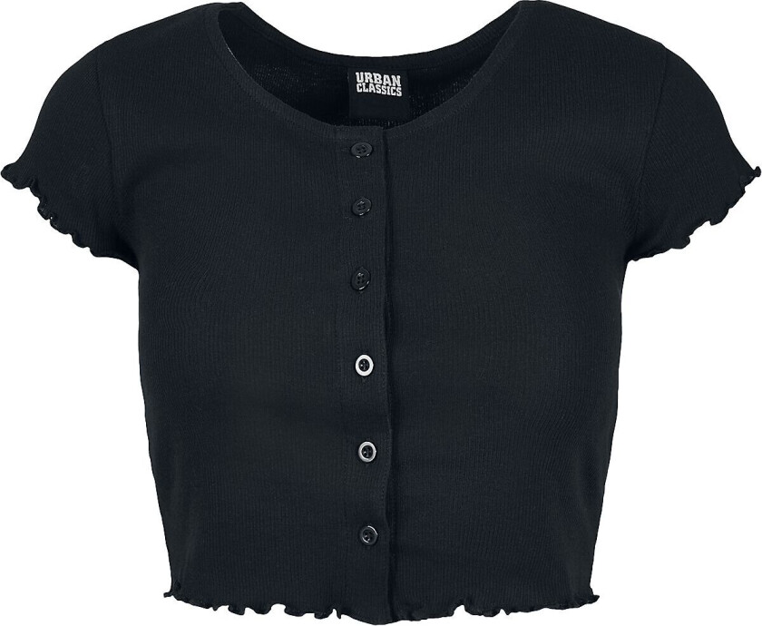 T-skjorte - Cropped Button-Up Rib T-Skjorte for Kvinner - XS til XL - Damer - svart