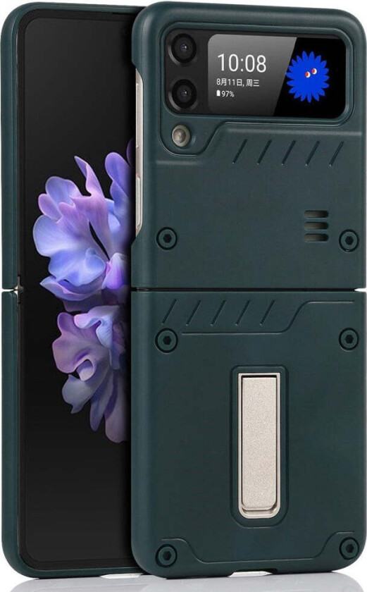 Samsung Galaxy Z Flip3 (5G) Hard Plast Deksel m. Kickstand - Grønn