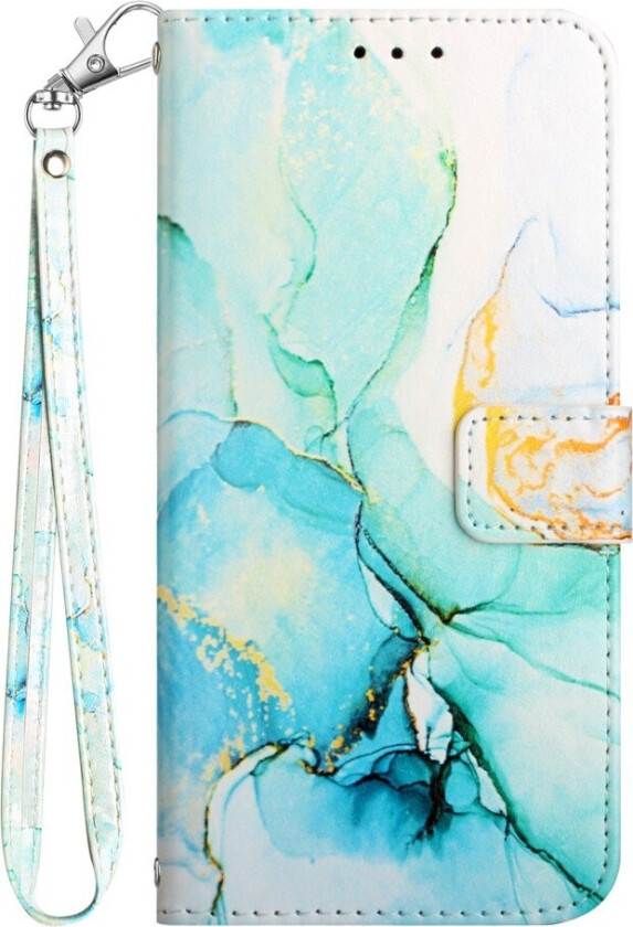 EIDERWOOD iPhone 16 Plus Deksel i Kunstskinn med Lommebok og Stropp - Blå Marmor