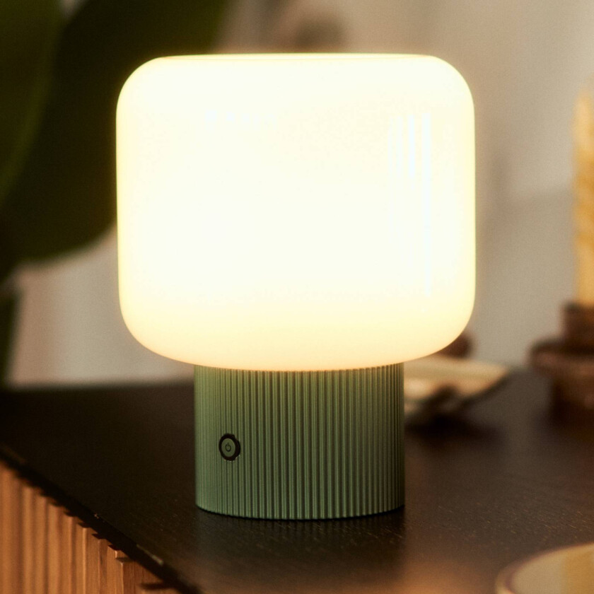 Lucande LED-bordlampe Katrin Palm, grønn, glass