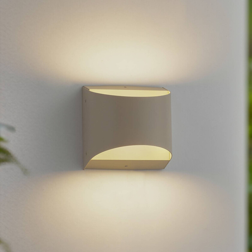 Lindby utendørs LED-vegglampe Lenore, beige, metall, 13,5 cm