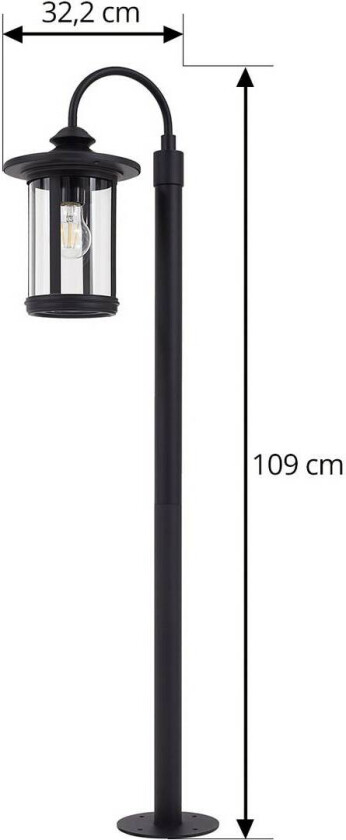 Lindby veilampe Zayn, svart, glass, høyde 109 cm