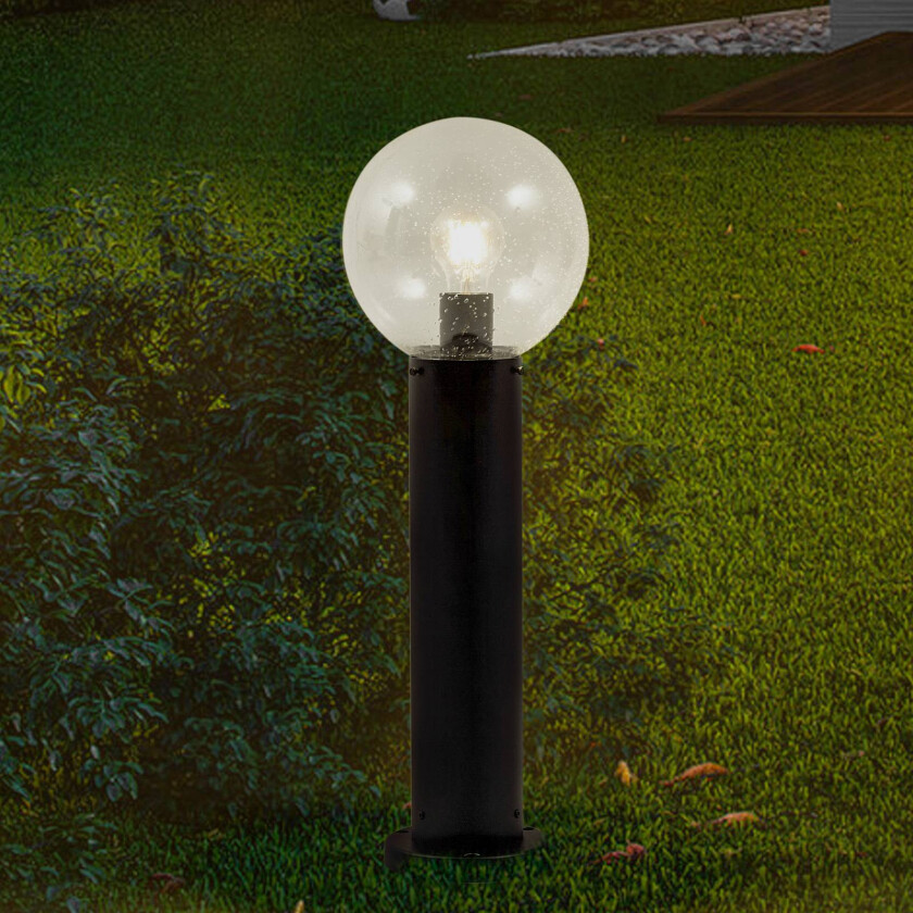 Lindby sokkellampe Dangan, klar, høyde 60 cm, glass, metall