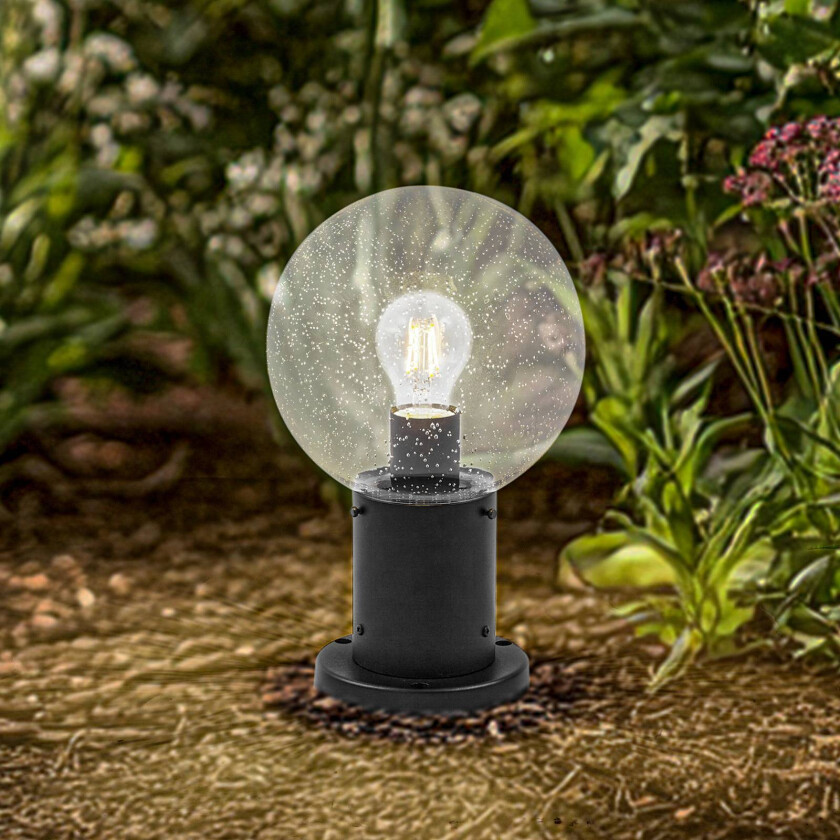 Lindby sokkellampe Dangan, klar, høyde 32 cm, glass, metall