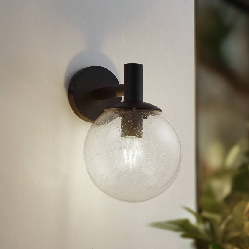Lindby utendørs vegglampe Dangan, klart glass, Ø 20 cm