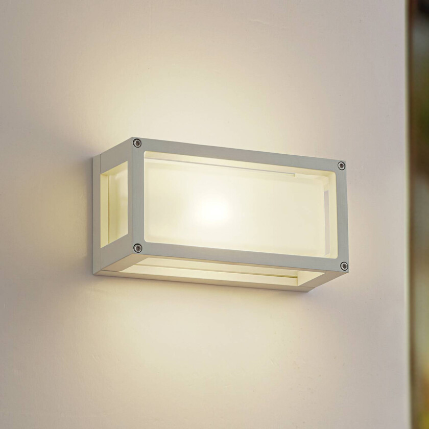 Lucande utendørs vegglampe Aurelien, hvit, aluminium, høyde 12,5 cm