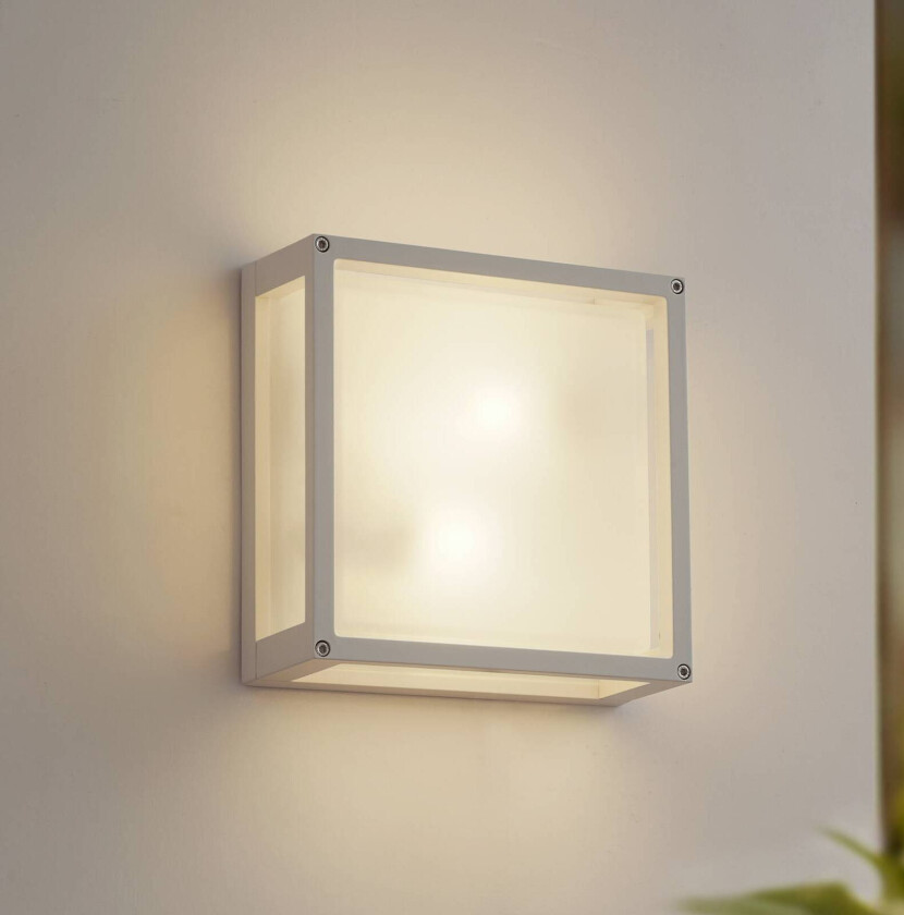 Lucande utendørs vegglampe Aurelien, hvit, sensor, 25 x 25 cm