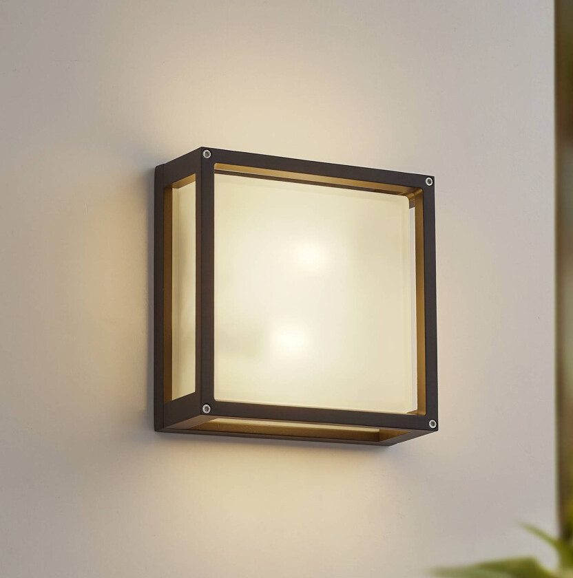 Lucande utendørs vegglampe Aurelien, antrasitt, sensor, 25x25 cm