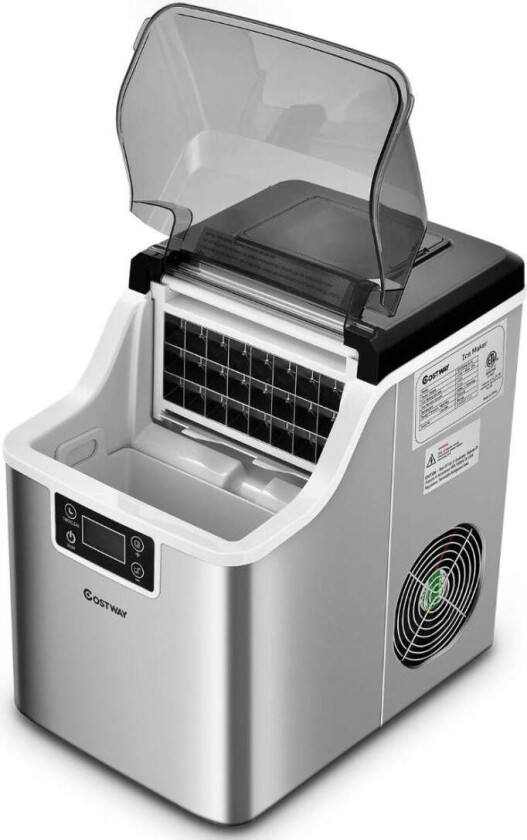 3,2 L isbitmaskin ismaskin med toppinntakshull 25 x 36 x 38 cm sølv