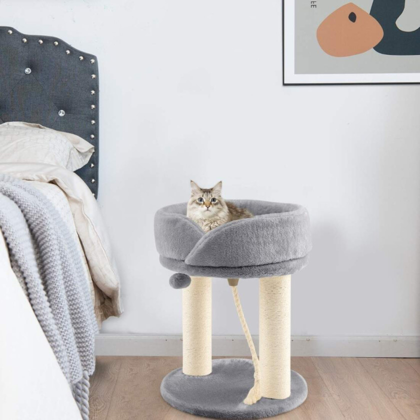 Cat tree cat skrapestolpe med mykt sete sisal tårn for katter grå