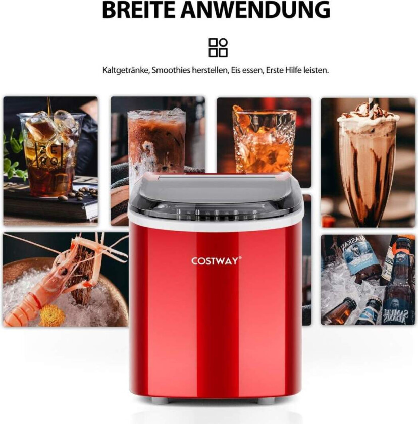 Bilde av Isbitmaskin 2,2 L isbitmaskin med sfæriske isbiter 24,5 x 35,5 x 32 cm rød