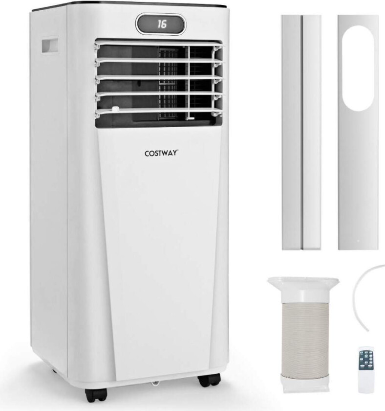 4 i 1 bærbart klimaanlegg 7000 BTU Kjøling og ventilasjon og avfukting 16℃~32℃ Hvit