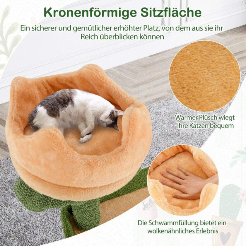 Kløestolpe kaktus 160cm kattetre med katthule katt skrapestolpe leketre tre