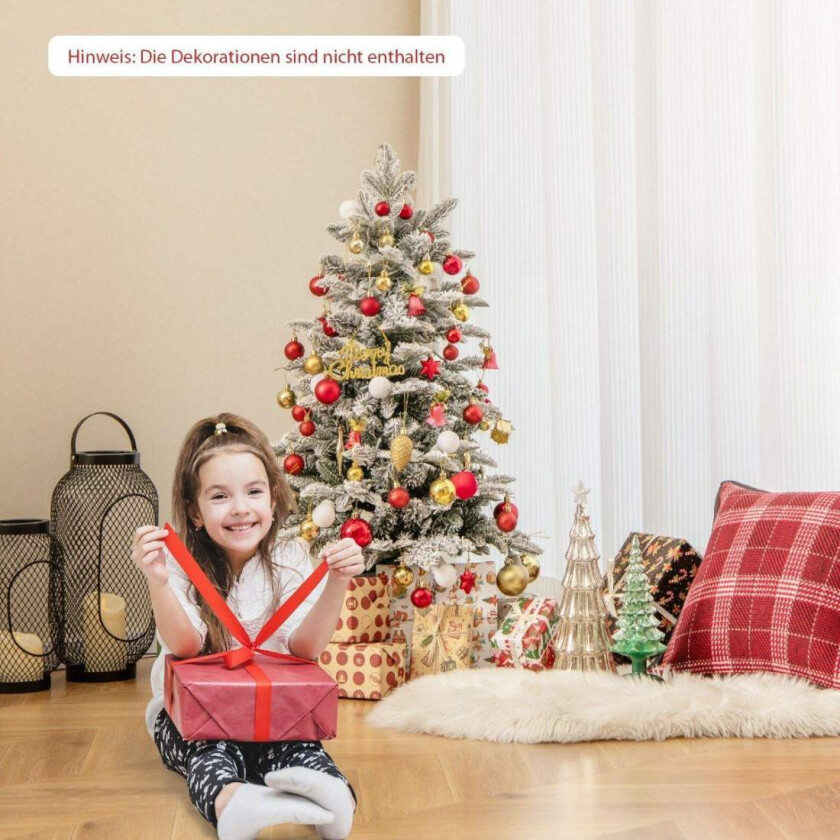 100 cm kunstig juletre flokket gran med 80 flerfargede LED-lys