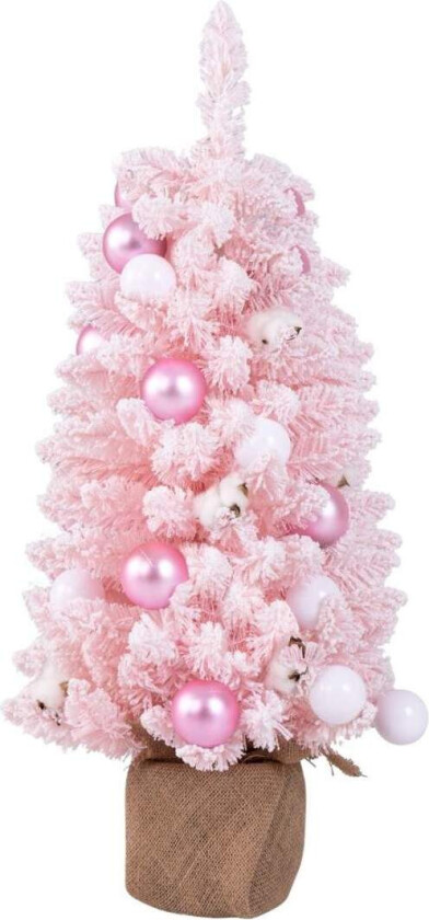 90cm Mini kunstig juletre med snø & Sementbunn juletre Chirstbaum rosa