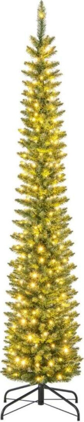 Kunstig juletre med LED-lys Slank juletre Opplyst Festtre 210cm