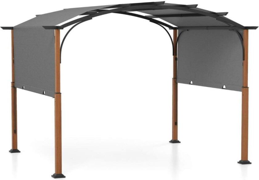 3,6 x 3 m pergola med uttrekkbart tak Vanntett stabil vintertett lysthus grå