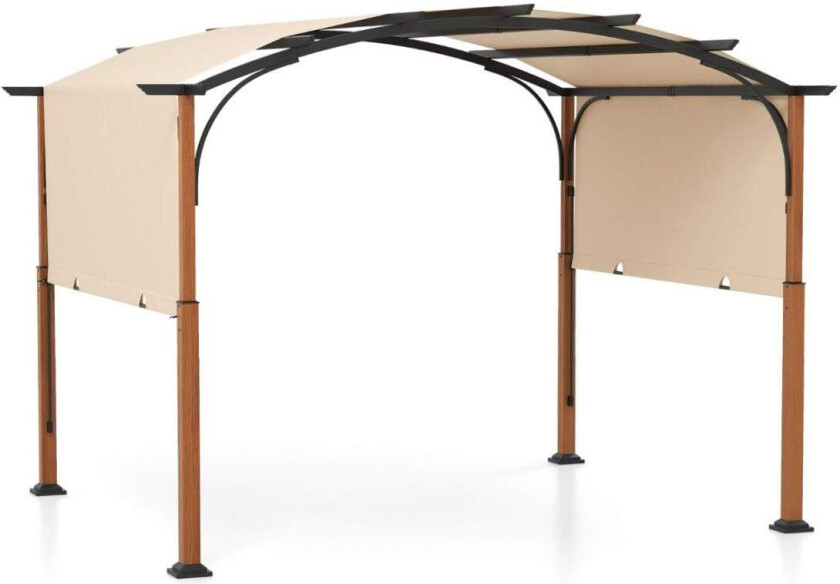 3,6 x 3 m pergola med uttrekkbart tak Vanntett stabil vintertett lysthus beige