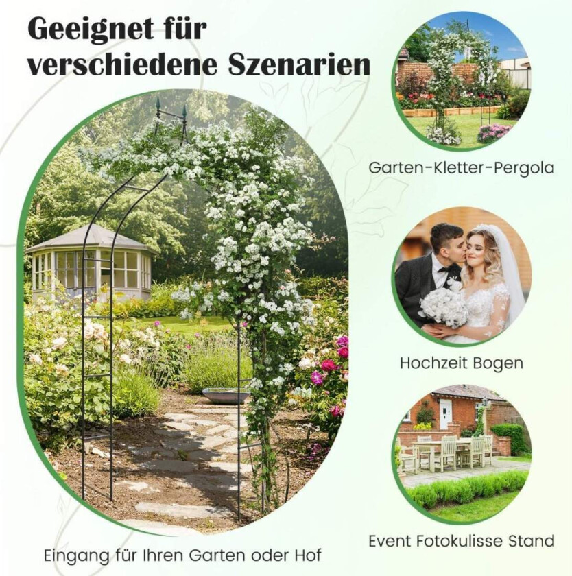 Rosebue metall hagebue i gotisk stil buegang rose espalier 125 x 39 x 287 cm