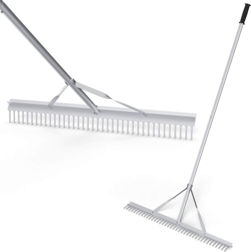 Bilde av Rive hagerive laget av aluminium med 91 cm bredt rivehode 91 x 10 x 174 cm sølv