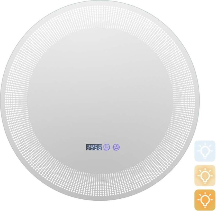Bilde av Ø 60 cm LED baderomsspeil med 3-farge lys og berøringsbryter sminkespeil