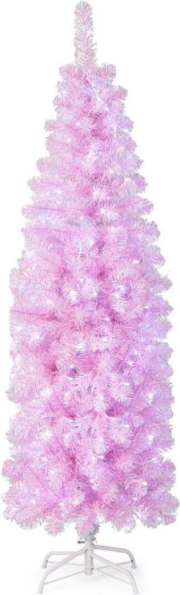 180 cm kunstblyant juletre med 250 kule hvite lysdioder Slim juletre rosa