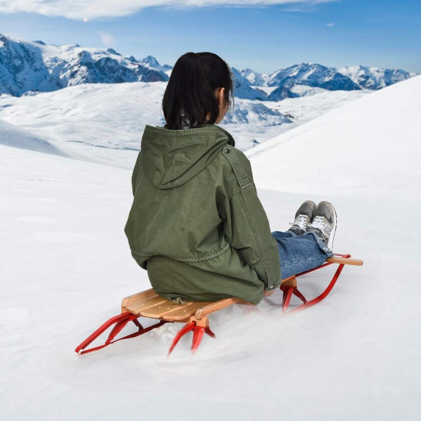 Bilde av 137 cm kjelke Davos akebrett tre og metall 150 kg lastbar for barn og voksne