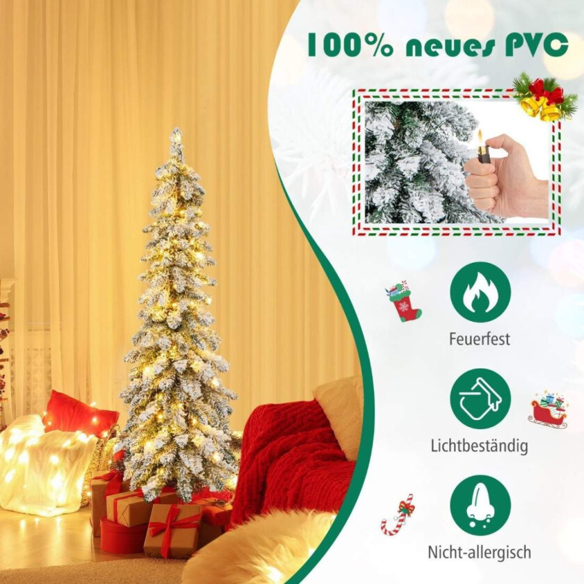 120 cm høyt kunstig juletre med 225 PVC-grentips 100 LED-lys