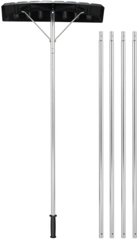 148-608 cm snøskuffe i aluminium med sklisikkert håndtak og sølvfarget plastblad
