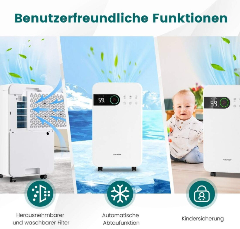 2,3L avfukter med hvilemodus romavfukter for hjemmekjeller mobil avfukter 24 timers timer