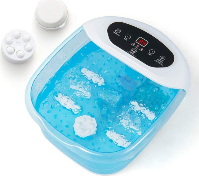 Bilde av Fotmassasjeapparat fotbad fotbad med avtagbar pedikyrstein 1-times automatisk avslåing blå