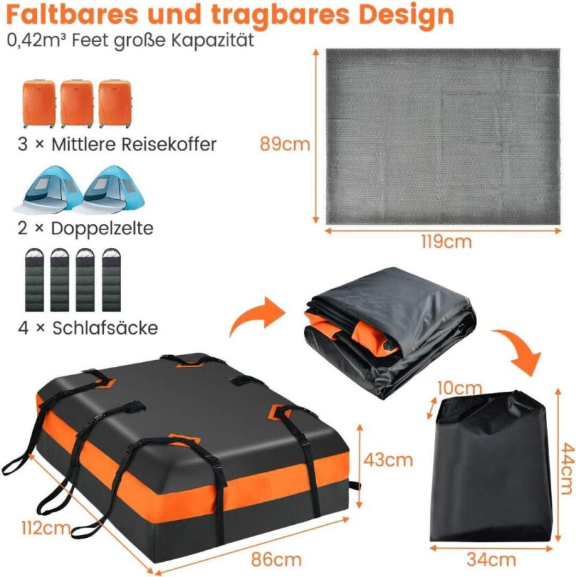 Takbagasjebag for alle kjøretøy Takboks med 450 L kapasitet