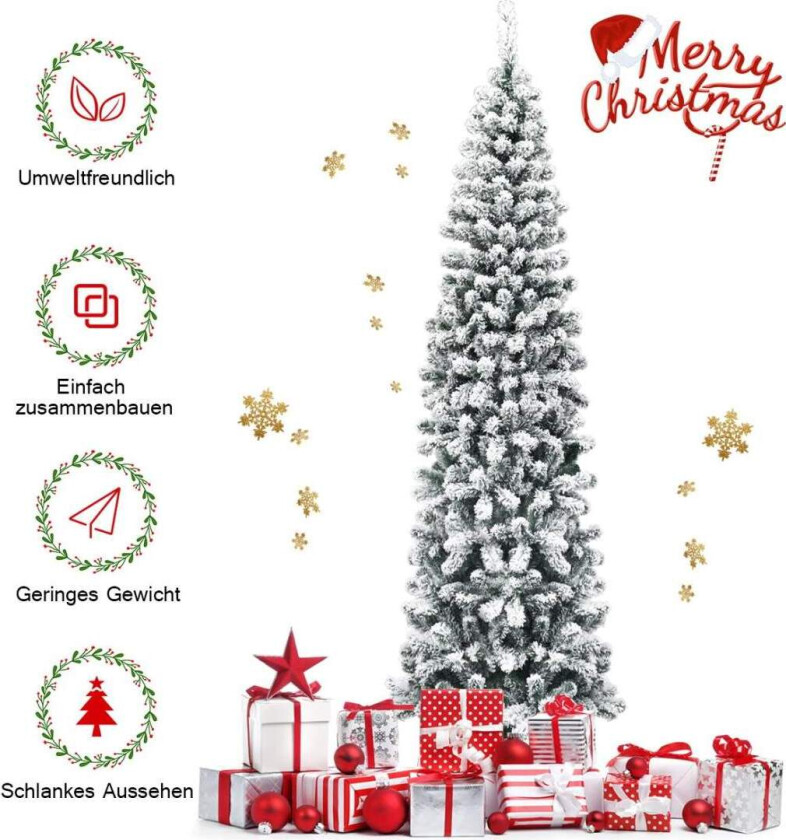 Kunstig snødekt juletre med 461 greiner som måler 225 cm