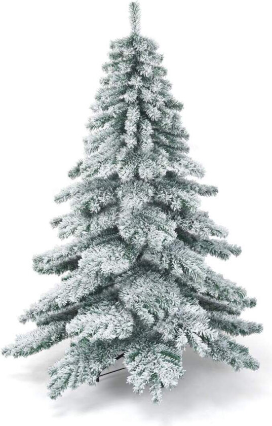 180 cm kunstig juletre med snøfnugg Juletre PVC tips grønn + hvit