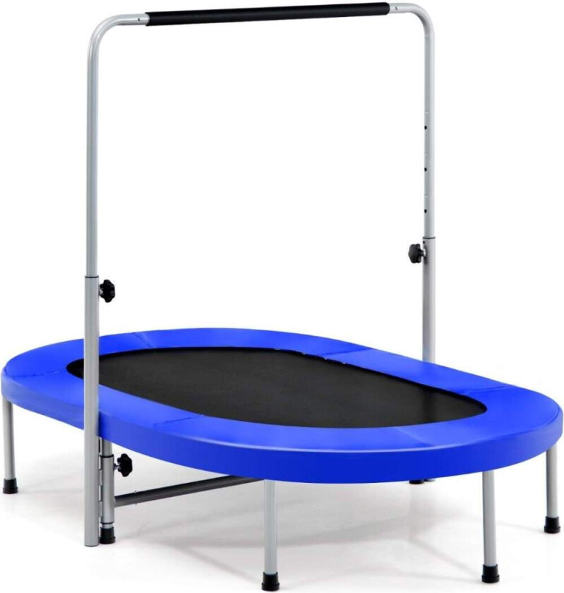 Bilde av 2 personers trampoline med høydejusterbart håndtak mini trampoline 154 x 90 x 92 -132 cm blå