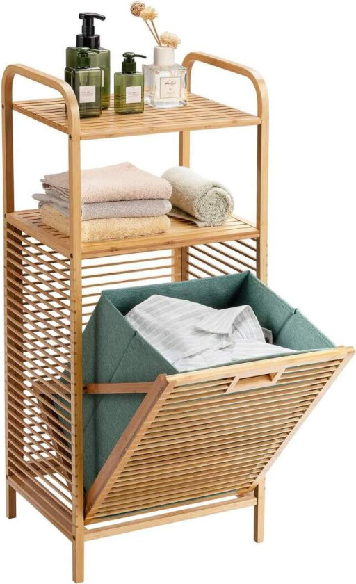 Utfellbar skittentøyskurv Utfoldbar skittentøyskurv baderomshylle 40,5 x 33 x 95,5 cm natur