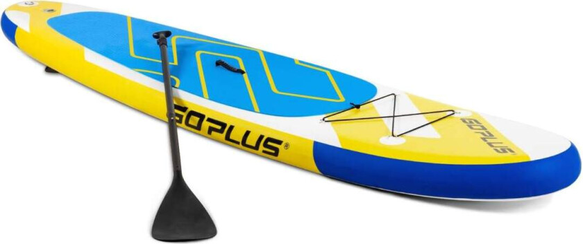 SUP Board Oppblåsbart Stand Up Paddle Board med stort område 305 x 76 x 15 cm Blå + Gul + Hvit