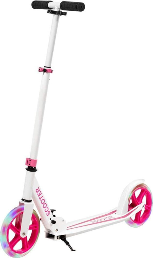 Scooter sparkesykkel sammenleggbar sparkesykkel høydejusterbar 100 kg lastekapasitet sparkesykkel med 2 LED-hjul rosa