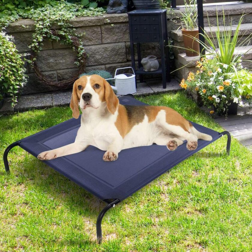 Hundeseng hage hundeseng utendørs hundesofa grå 110 x 80 x 18 cm metall