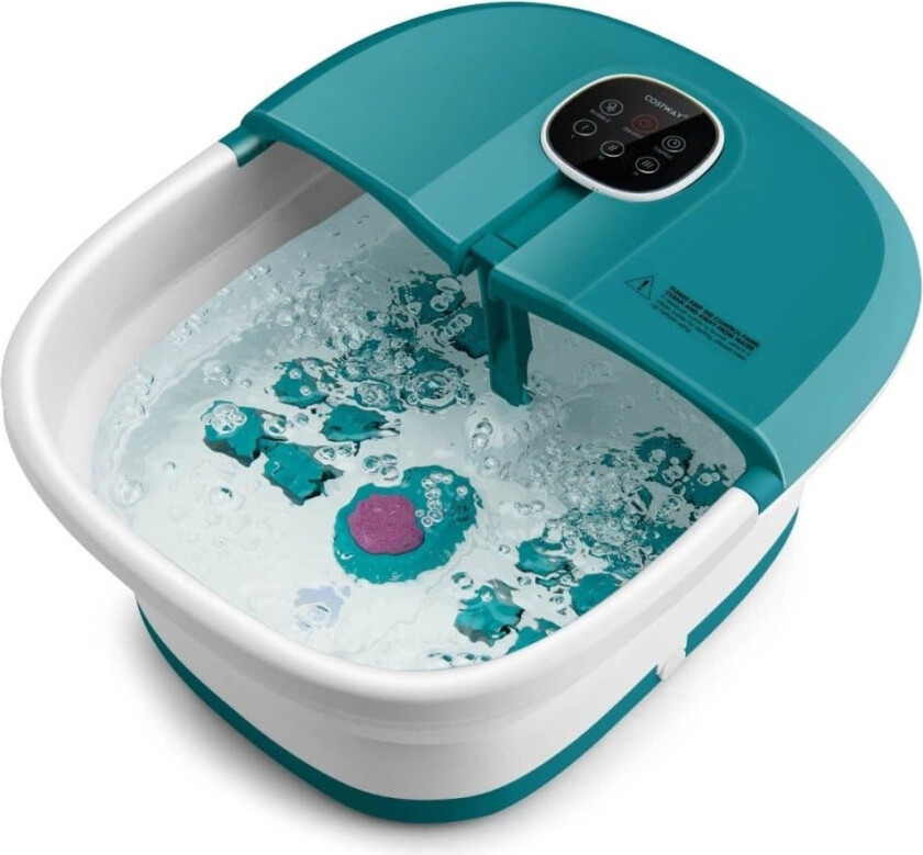 Bilde av Fotbad massasjeapparat fotmassasje spa med fjernkontroll sammenleggbar 33,5 x 41 x 20,5 cm turkis