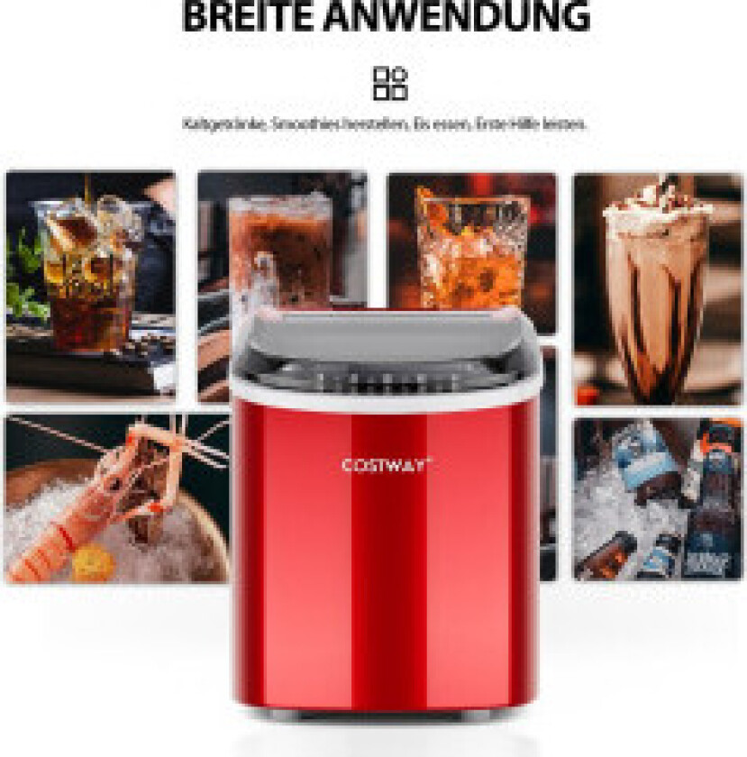 Isbitmaskin 2,2 L isbitmaskin med sfæriske isbiter 24,5 x 35,5 x 32 cm rød