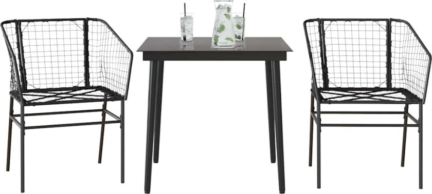 Hagespisegruppe 3 deler svart polyrotting glass