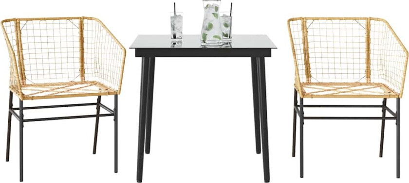 Hagespisegruppe 3 deler brun polyrotting glass