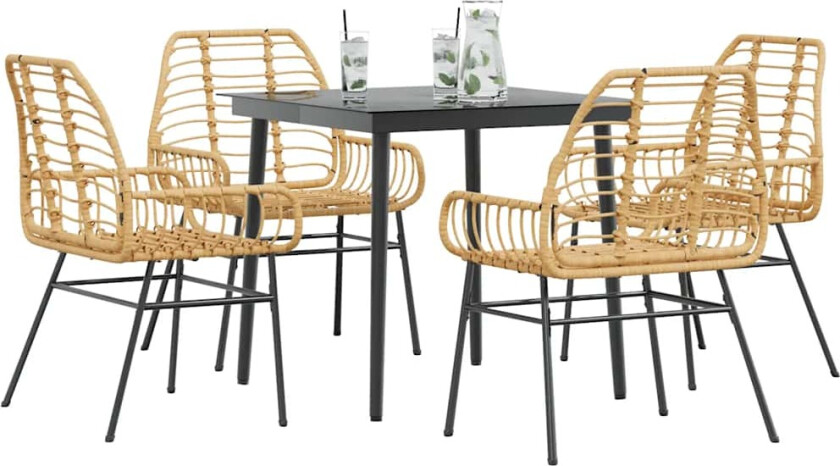 Hagespisegruppe 5 deler brun polyrotting glass